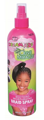African Pride Dream Kids Olive Miracle - Espray hidratante calmante para trenzas, 12 onzas (paquete de 2)
