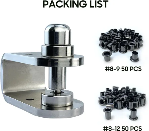 Vista 5 de Kydex - Herramienta de ajuste de ojales de 1/4 pulgadas con GS 8-9 50 piezas y 8-12 50 piezas herramienta de abocardado con guía para fundas