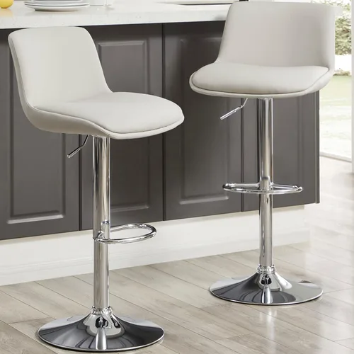 MINCETA Taburetes de bar, moderno taburete giratorio tapizado con respaldo para barra y altura de mostrador, altura ajustable de 24 a 34 pulgadas,