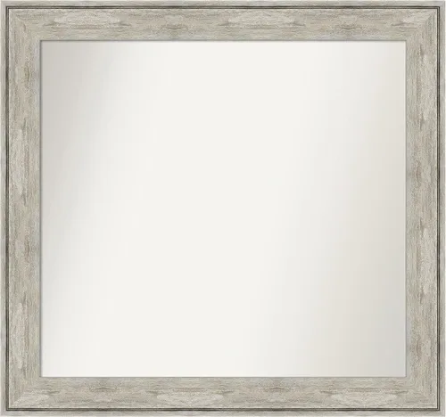 Vista 328 de Amanti Art Espejo de baño plateado para sobre el fregadero, 28 x 37 pulgadas, elegante espejo rectangular de peltre cepillado, marco de madera