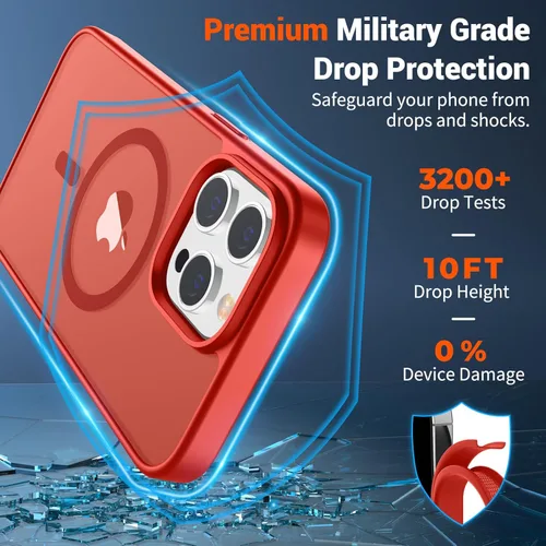 Vista 248 de SUPFINE - Funda magnética para iPhone 13 Pro Max (compatible con MagSafe), (protección contra caídas de grado militar de 10 pies), delgada, Negro