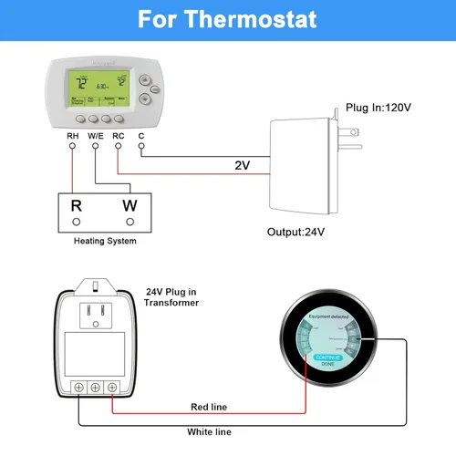 Vista 6 de Transformador de 24 voltios, transformador de CA de 40 VA con fusible PTC, compatible con timbre Ring y termostato, compatible con Nest, Ecobee