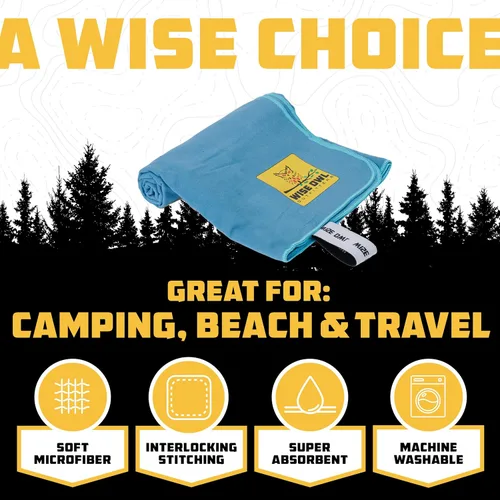 Vista 2 de Wise Owl Outfitters Microfiber Camping Towel - Quick Dry Towel for Travel, Backpacking, Hiking, Beach, Gym & Yoga - Compact, Fast Drying &