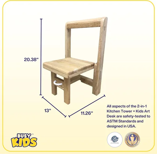 Vista 6 de Fold 'N Store Taburete para niños pequeños, taburete de madera para cocina y baño, ayudante plegable para lavado de manos, cepillado de dientes