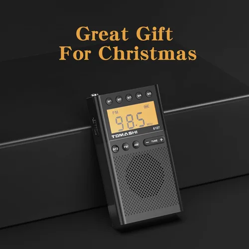 Vista 8 de TOMASHI Radio AM FM portátil, radio pequeña con altavoz, conector para auriculares, pantalla LCD, funciona