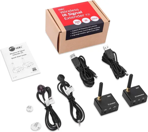 Vista 7 de SIIG Kit extensor de control remoto IR inalámbrico, amplificador de señal de repetidor infrarrojo, IR de 20 a 60 KHz, transmisor y receptor