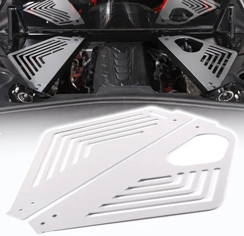 Vista 8 de Cubierta de panel de bahía de motor compatible con Chevrolet Corvette C8 2020-2023, cubiertas traseras de aleación de aluminio para motor izquierda