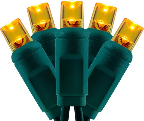 Vista 12 de YULETIME Luces de Navidad de gran angular de una pieza de color blanco cálido, 140 unidades, 48 pies, 2 juegos de 70 LED de 24 pies de alto