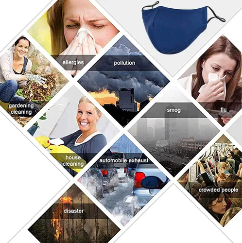 Vista 7 de Paquete de 6 unidades tela de algodón unisex con correas ajustables para las orejas filtros de reemplazo