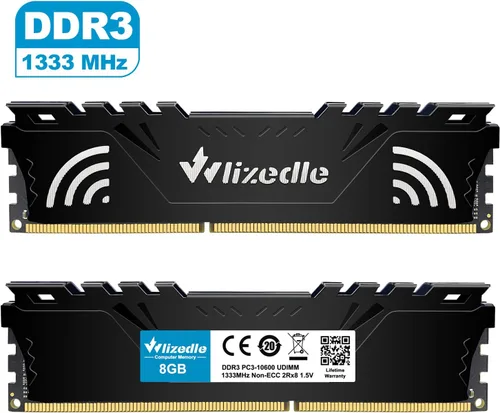 Vista 5 de DDR3 RAM 16GB Kit (2x8GB) 1333MHz CL9 UDIMM, Módulo de memoria para escritorio PC3-10600 de 240 pines 1.5V 2Rx8 Doble rango Sin búfer ECC para PC