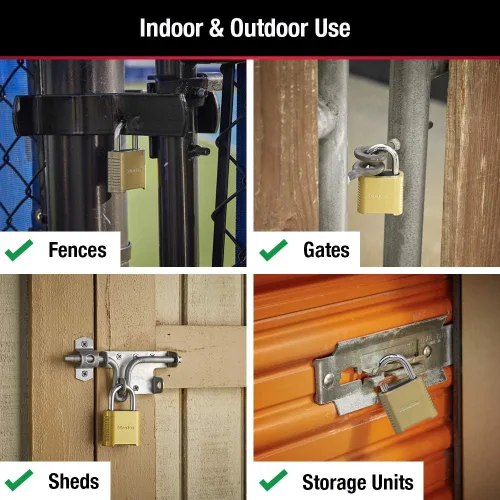 Vista 4 de Master Lock Cerradura de combinación para exteriores resistente 875D, acabado de latón