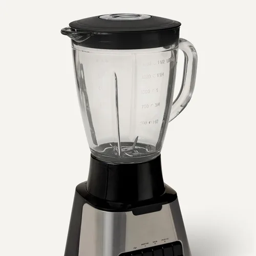 Vista 3 de Amazon Basics Licuadora de encimera de 6 tazas (50 onzas líquidas), con 6 funciones preprogramadas, pulso, trituración de hielo, cuchillas de acero