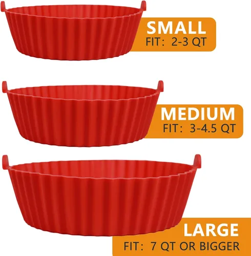 Vista 5 de Forros de silicona para freidora de aire, olla de silicona para freidora de aire de 8 pulgadas, accesorios de horno para freidoras de aire seguras