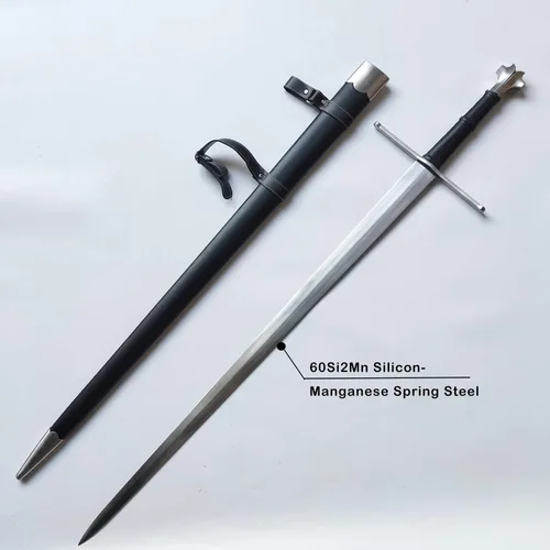 Vista 8 de Medieval Full Tang Spring Steel Western Italian Long Sword with Scabbard for Outdoor Use, Practice, Collection