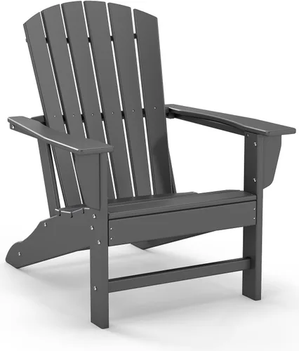 Vista 17 de GREENVINES Juego de 4 sillas Adirondack Plástico HDPE de grano de madera Silla de gran tamaño para hoguera Para todo tipo de clima Marrón