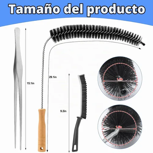 Vista 2 de Kit de limpiador de ventilación para secadora Palksky, herramienta de limpieza para secadora de 3 piezas - cepillo flexible de limpieza