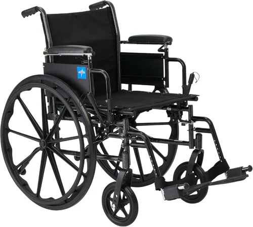 Vista 8 de Medline 16” Silla de ruedas K3 ajustable en altura con brazos de longitud de escritorio que giran hacia atrás y reposapiés abatible, ayuda