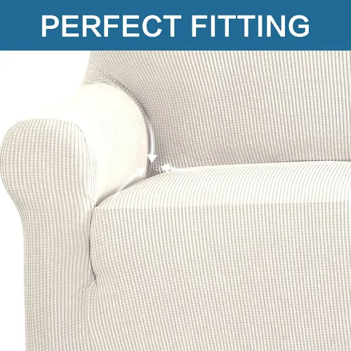 Vista 4 de H.VERSAILTEX Fundas elásticas para sofá de 3 cojines, paquete de fundas de sofá biplaza para sillón de 2 cojines, fundas para sillón de 1 plaza