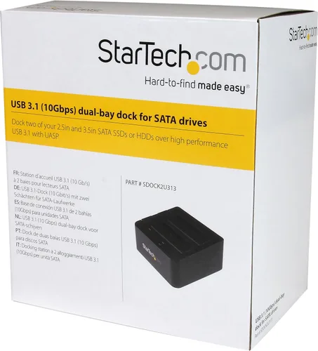Vista 6 de StarTech.com Estación de acoplamiento de disco duro USB 3.1 a SATA de doble bahía, USB 3.1 (10 Gbps), externa 2.5/3.5" SATA I/II/III, estación
