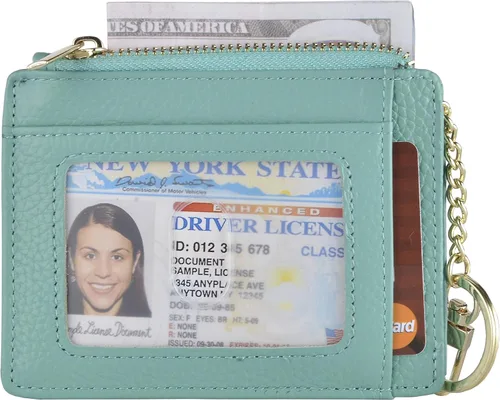 Vista 2 de Monedero delgado con bloqueo RFID, con bolsillo frontal para monedas, tarjetero, para mujer