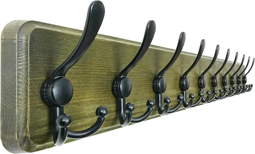 Vista 21 de Dseap Perchero de Pared Montado - 5 Ganchos Triangulares, Resistente, Perchero de Pared de Madera para Abriggos, Sombreros, Chaquetas, Ropa, Negro