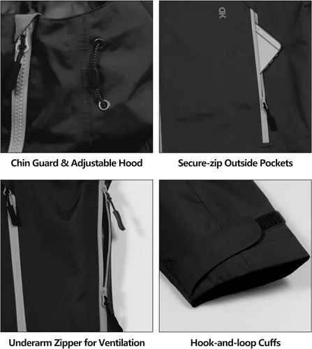 Vista 53 de Little Donkey Andy Men's High-performance 3L Hard Shell Waterproof Rain Jacket Breathable Rain Gear for Hiking,Travelling C1.black【alto rendimiento】