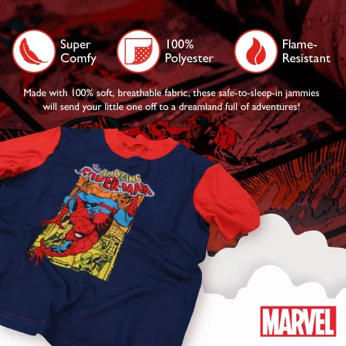 Vista 2 de Marvel Avengers conjunto de pijama de 5 piezas con ajuste holgado para niños, suave y lindo