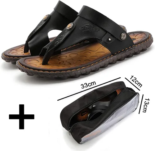 Vista 2 de Sandalias para hombre con anillo de dedo del pie, estilo casual, de verano, color negro