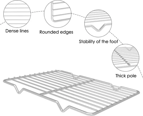 Vista 4 de Linkidea Rejilla de enfriamiento de rejilla de metal, paquete de 2, estante rectangular de enfriamiento de acero inoxidable para hornear, 7.8 x 10.2