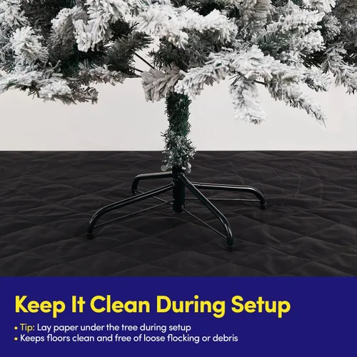 Vista 5 de Árbol de Navidad Escarchado de 6 pies Pre-Iluminado con 250 Luces LED Blancas Cálidas, 8 Funciones de Iluminación, Pino Artificial con Efecto Nieve