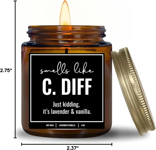 Vista 8 de You Nique Designs, Smell Like C. Diff - Vela de enfermera registrada, 4 onzas, divertidos regalos de enfermera para mujeres, vela Rn