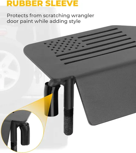 Vista 2 de Estriberas Wrangler mejoradas compatibles con Wrangler JK JL Gladiator JT 2007 a 2026, ángulo de 120° para puerta exterior, bisagra, pedales