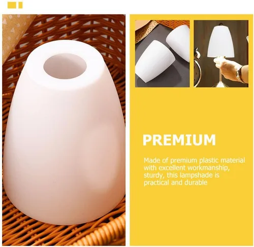 Vista 9 de Reemplazo de pantalla de lámpara de plástico blanco, cubierta de luz estilo casco duro para lámparas de piso/mesa, agujero central de 1.181 in