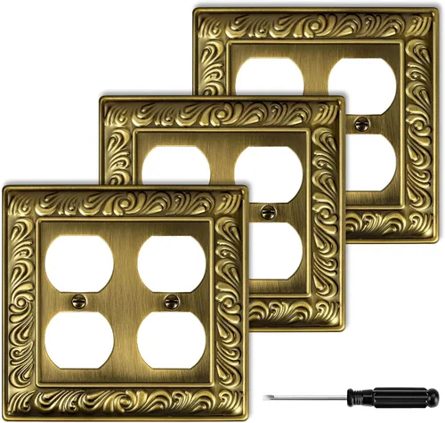 Vista 15 de Cubiertas Decorativas de Interruptor de Luz de Latón Antiguo Placas de Pared Placas de Interruptor Basculante Cubiertas de Enchufes