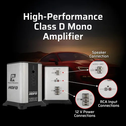 Vista 3 de Power Acoustik Amplificador monobloque clase D – Amplificador de subwoofer mono de 10,000 vatios para audio de coche, compacto y elegante
