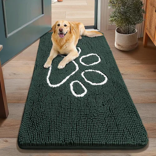 Vista 221 de Smiry Tapete para puerta de perro para patas fangosas, absorbente que atrapa la suciedad, antideslizante, de secado rápido, lavable, tapete
