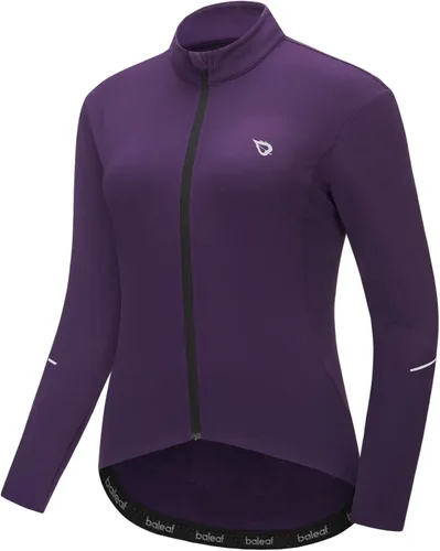 BALEAF Jersey térmico de ciclismo para mujer, manga larga, invierno, 4 bolsillos, chaqueta de forro polar, resistente al viento, clima frío