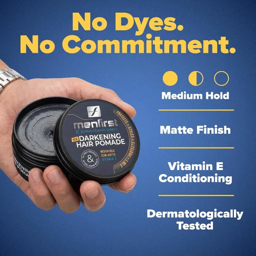 Vista 7 de MENFIRST Pomada para el cabello y la barba para hombres - Cobertura gris Dark Shades