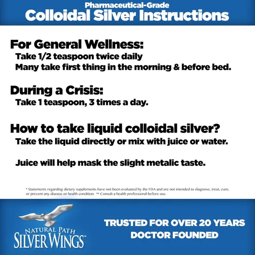 Vista 4 de Suplemento dietético mineral Natural Path, plata coloidal, 500 ppm, 16 onzas de Silver Wings , 1