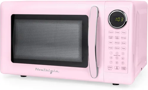 Vista 11 de Nostalgia Horno microondas retro de 1000 W de capacidad de 1.1 pies cúbicos - Bloqueo de seguridad para niños, 8 ajustes de cocción automática