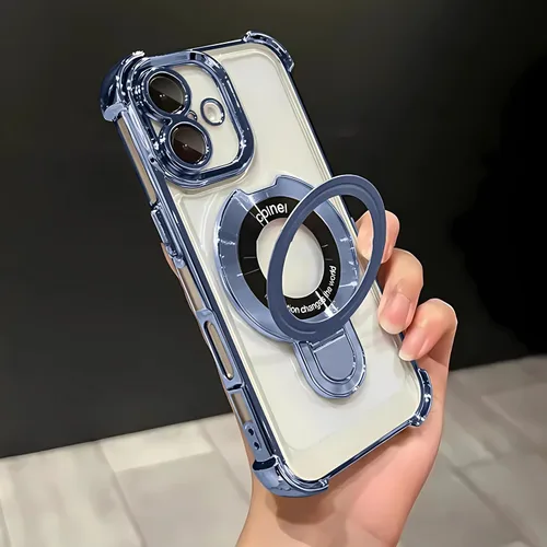 Vista 45 de Funda para iPhone 11 Pro con soporte de anillo magnético, [compatible con MagSafe] Cuatro esquinas a prueba de golpes
