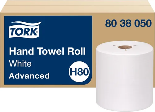 Vista 14 de Tork Rollo de toalla de mano de papel blanco H80, universal, 100% fibra reciclada, 6 rollos x 800 pies, 8031900