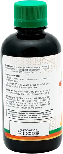 Vista 2 de Vall-Eucamiel - Solución oral Eucamiel - 8 fl oz (8.1 fl oz) - Sabor a eucalipto - Apoya la expulsión natural de flema y alivia la garganta para una