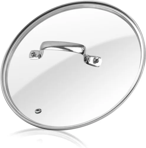 Vista 9 de HEVSTIL Tapa de vidrio templado resistente, tapa de vidrio templado, tapa de olla de vidrio transparente de 8 pulgadas/8.3 in, con mango de acero