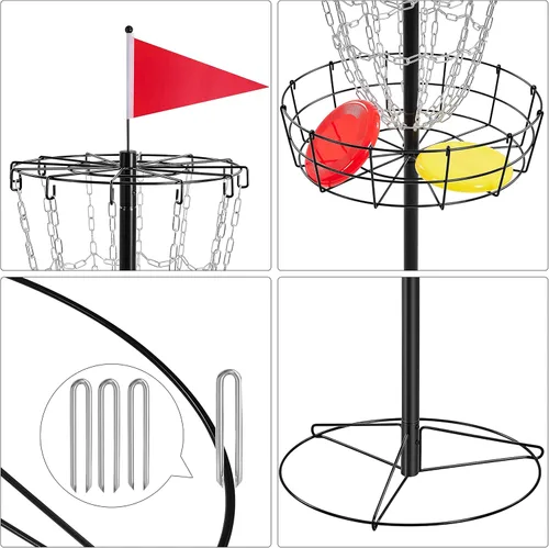 Vista 4 de Topeakmart Disc Golf Set 12 Cadenas Disco Target Basket Portátil con Discos para Exterior Negro
