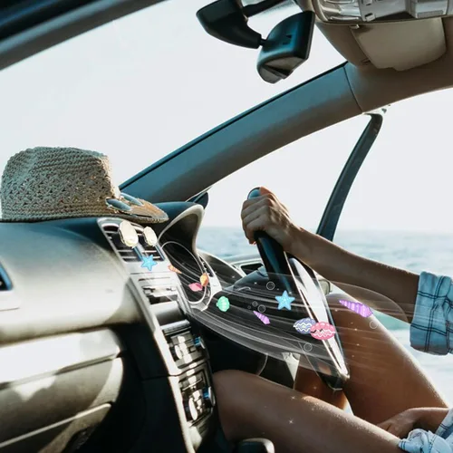 Vista 3 de ORIESSE Decoración de Playa, 2 piezas Clips de Ventilación de Conchas Marinas Ambientador de Aire para Coche, Difusor de Decoración Interior de Beige