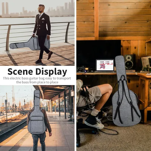 Vista 6 de Funda para guitarra acústica, 39, 40, 41 pulgadas, bolsa de guitarra acústica de 0.45 pulgadas de grosor, bolsa de concierto acolchada con correa