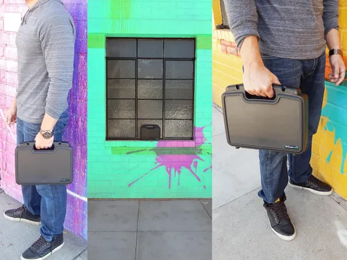 Vista 4 de CASEMATIX Estuche de viaje rígido portátil con espuma en dados compatible con proyector AAXA P7 Pico, Ivation, proyectores Brookstone y otros