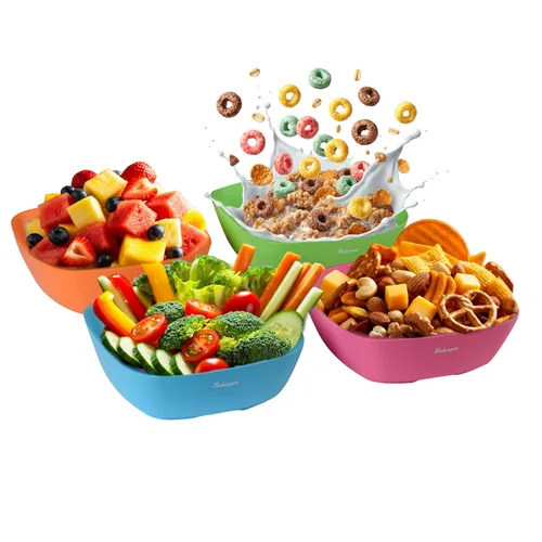 Bakerpan Cuencos de silicona para bebés, niños pequeños, cuencos de campamento y viajes, juego de 4 (multicolor)