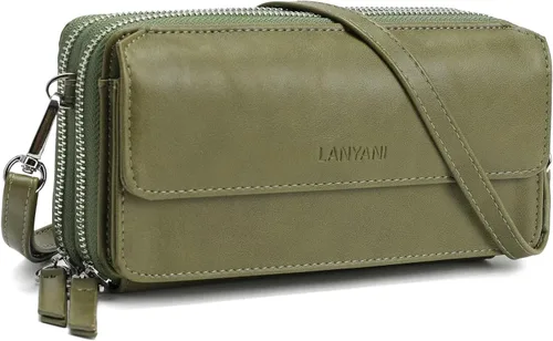 Vista 9 de Lanyani Cartera Cruzada RFID con Correa de Muñeca y Bolsillo para Teléfono para Mujeres de Cuero Vegano